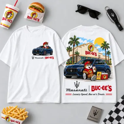 Buc-ee's Maserati Blue SUV Beaver 3D Shirt For Luxury Drives And Roadside Treats NDN flat