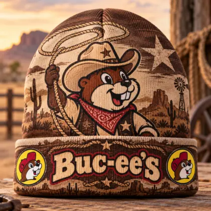 Buc-ee's Cowboy Lasso Desert Graphic Printed Beanie For Western Road Trips NDN standalone beanie