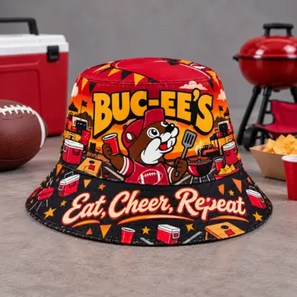 Buc-ee's Football Tailgate Barbecue Printed Bucket Hat For Weekend Game Day Gatherings NDN flat
