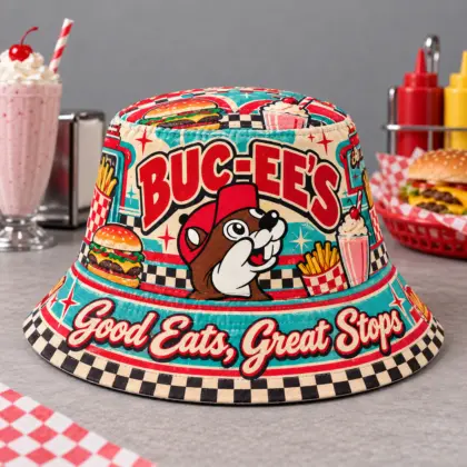 Buc-ee's Woodland Hiking Trail Printed Bucket Hat For Outdoor Weekend Adventure Fans NDN flat