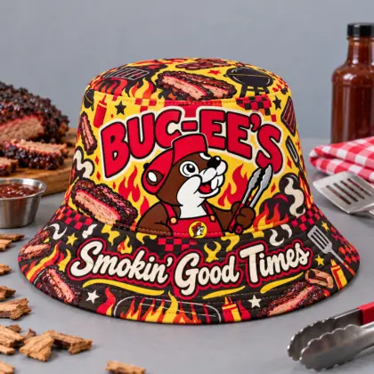 Buc-ee's Golden Sunflower Garden Printed Bucket Hat For Bright Summer Adventure Days NDN flat