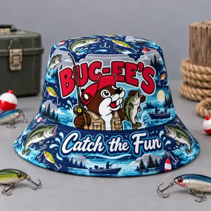 Buc-ee's Honey Bee Daisy Printed Bucket Hat For Sunny Garden Adventure Days NDN flat