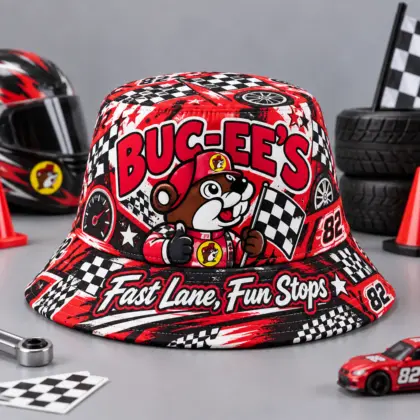 Buc-ee's Fresh Lemon Citrus Printed Bucket Hat For Sunny Summer Holiday Days NDN flat