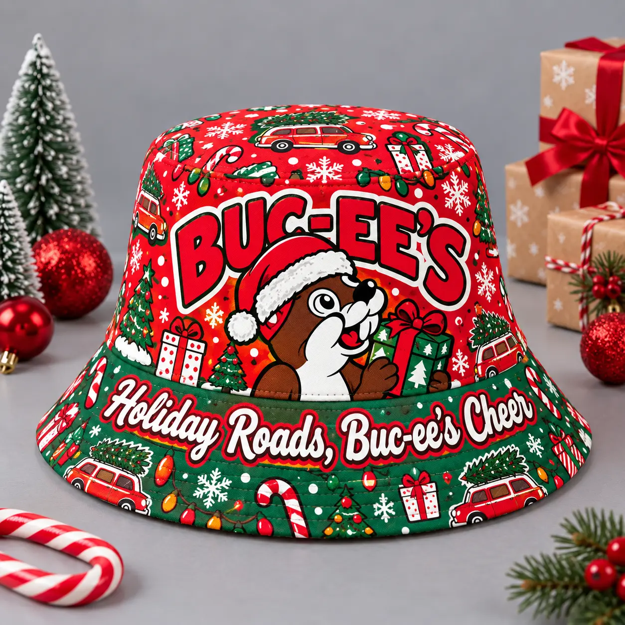 Buc-ee's Southwestern Geometric Desert Printed Bucket Hat For Western Weekend Road Trips NDN flat