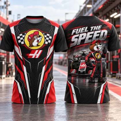 Buc-ee's Formula Racing Car 3D Shirt For Track Fans Who Fuel The Speed NDN flat front and back