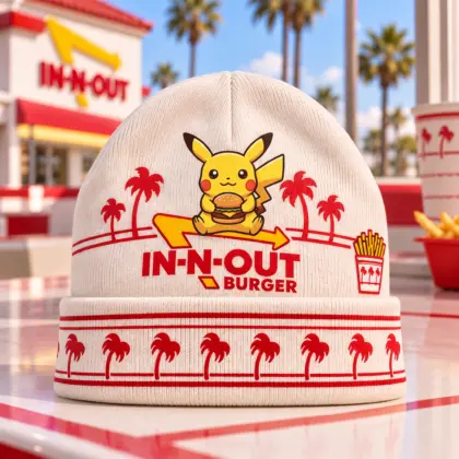 IN-N-OUT Pikachu Burger And Red Palm Beanie For Pokemon Fans Taking A Tasty Break NDN flat