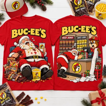 Buc-ee's Santa Snack Attack Beef Jerky Lover Funny Christmas T-Shirt NNK