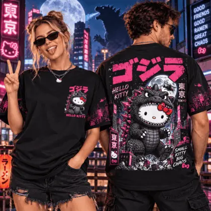 Hello Kitty Godzilla Tokyo Chaos 3D Shirt NHH