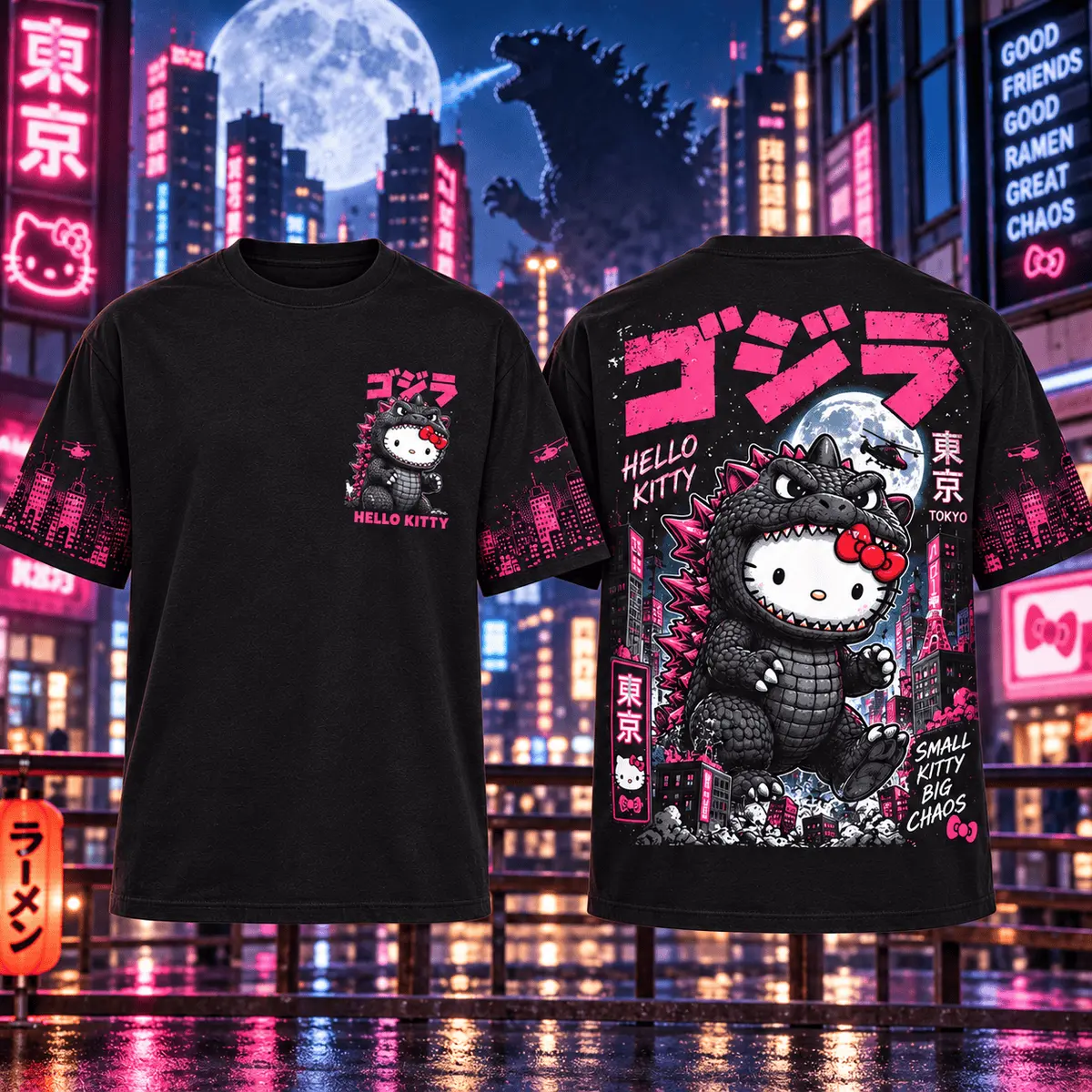 Hello Kitty Godzilla Tokyo Chaos 3D Shirt NHH - Image 2