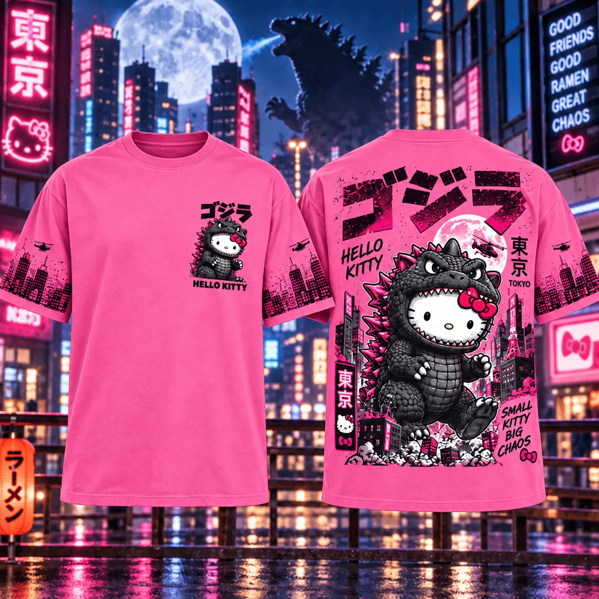 Hello Kitty Godzilla Tokyo Chaos 3D Shirt NHH - Image 3