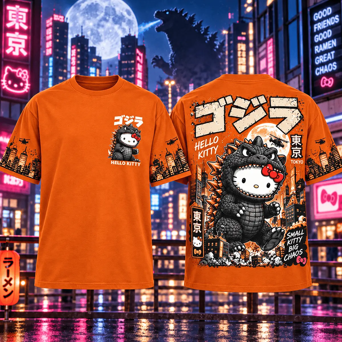 Hello Kitty Godzilla Tokyo Chaos 3D Shirt NHH - Image 4