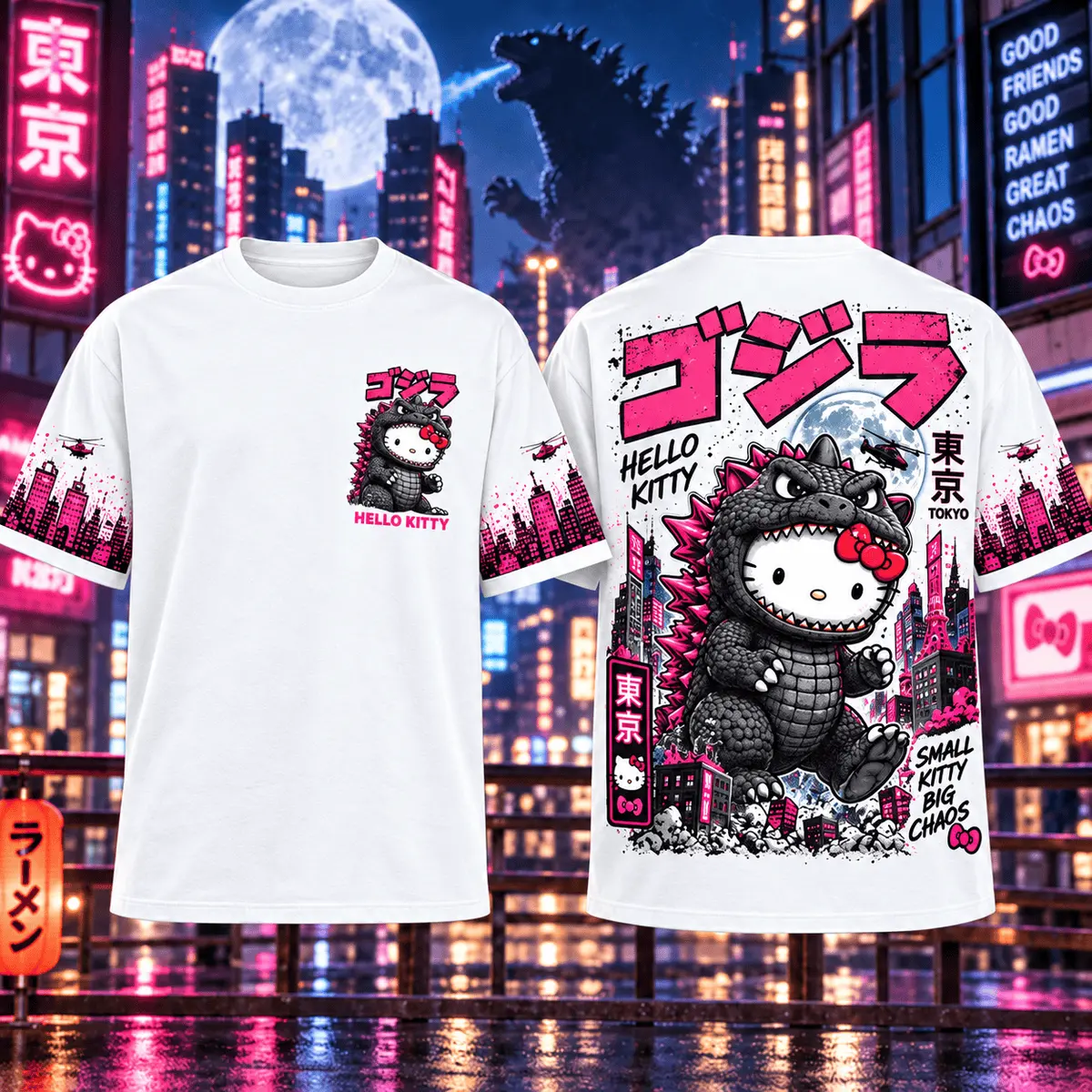Hello Kitty Godzilla Tokyo Chaos 3D Shirt NHH - Image 5