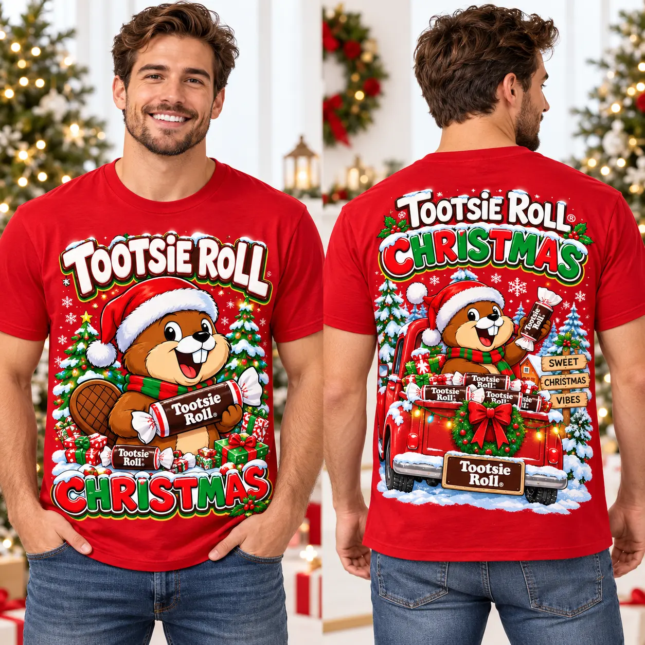 Christmas Candy Character Holiday Truck 3D Shirt NTH1 - Image 2