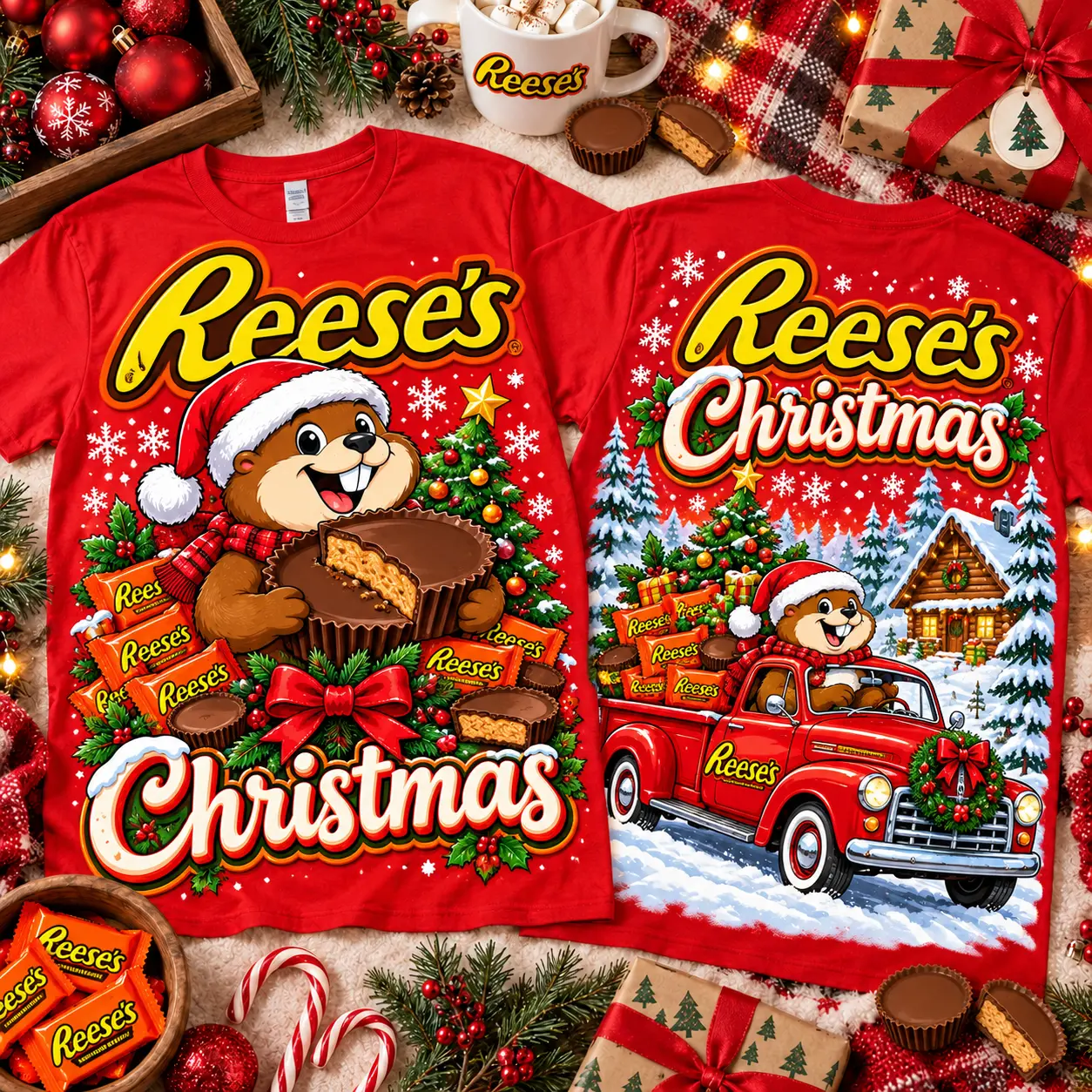 Reeses Christmas Candy Truck 3D Shirt NTH1