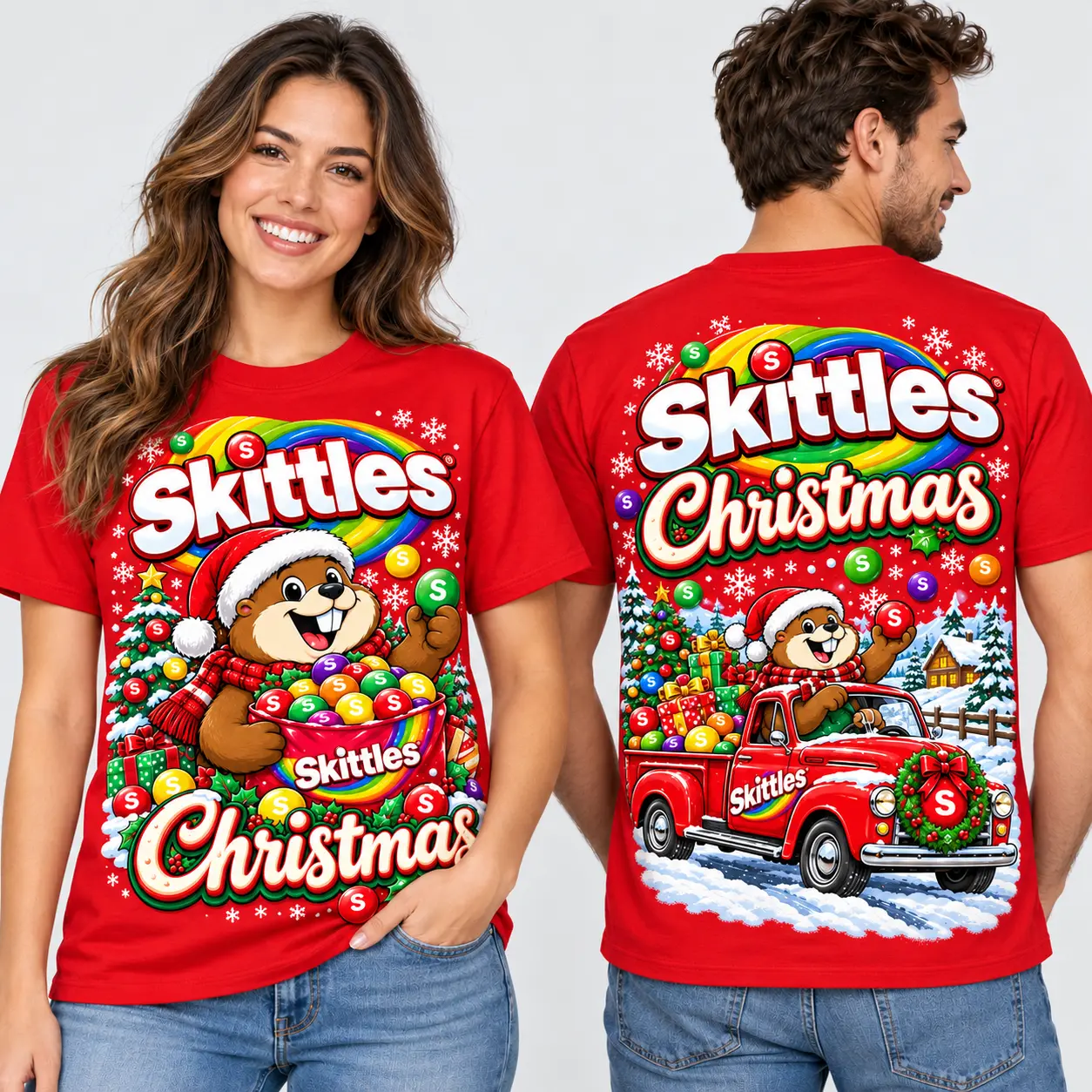 Skittles Christmas Candy Truck 3D Shirt NTH1 - Image 2