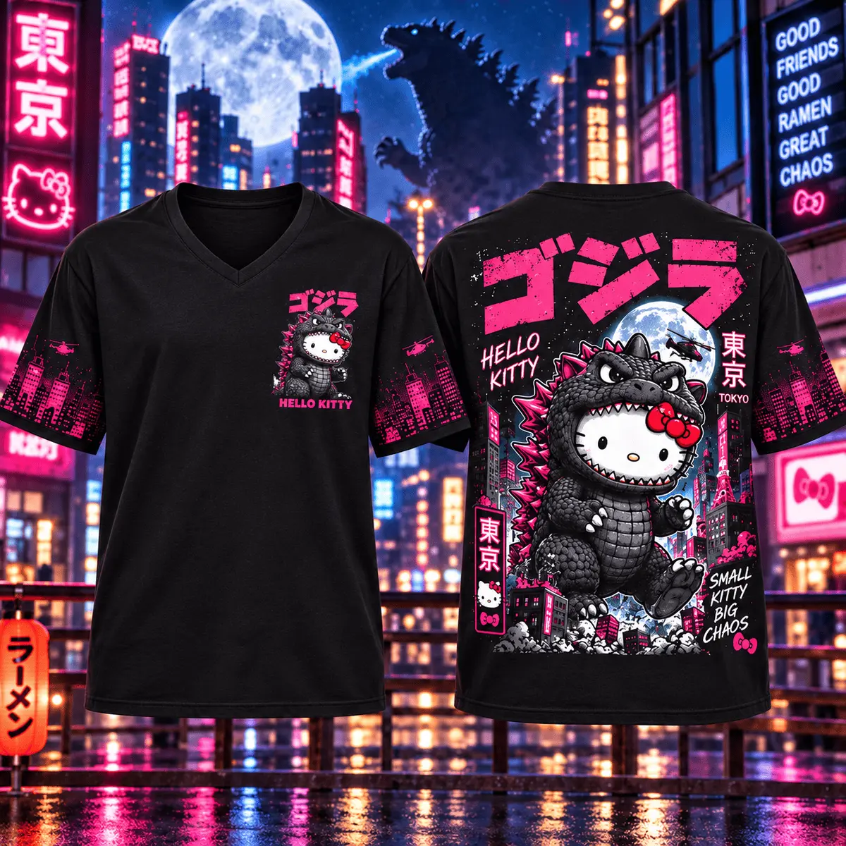 Hello Kitty Godzilla Tokyo Chaos 3D Shirt NHH - Image 9