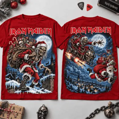Iron Maiden Eddie Stole Christmas Again 3D Shirt For Heavy Metal Lovers NNK
