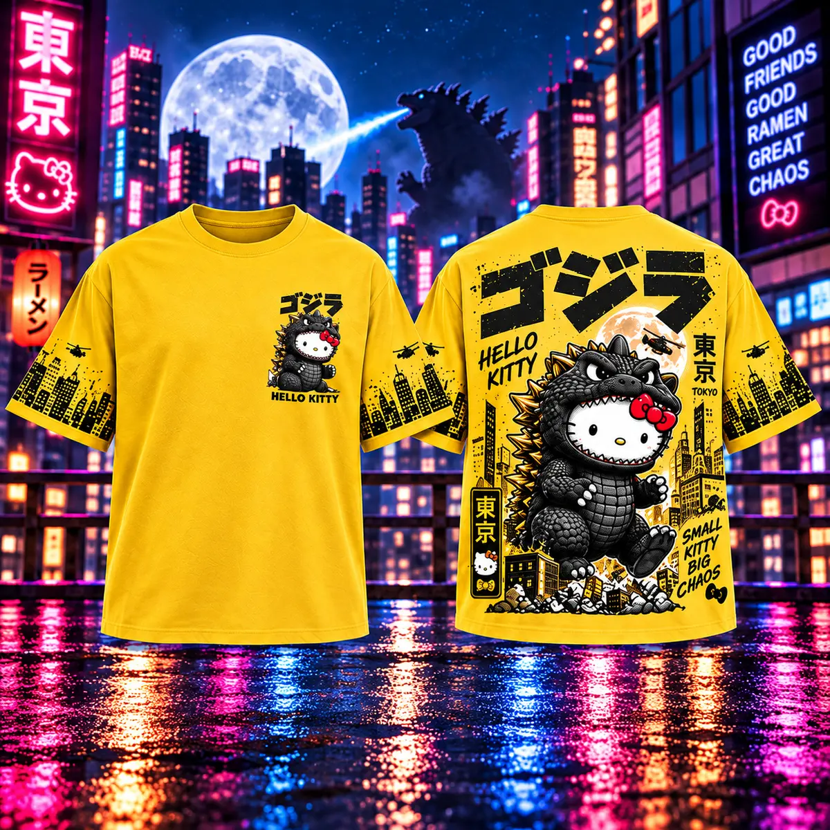 Hello Kitty Godzilla Tokyo Chaos 3D Shirt NHH - Image 7