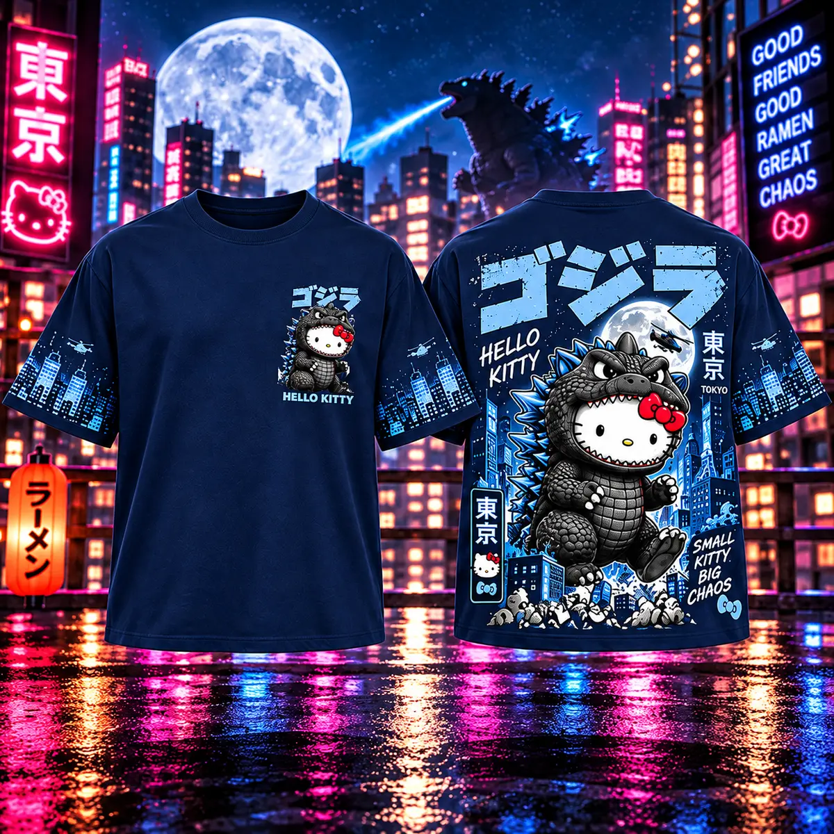 Hello Kitty Godzilla Tokyo Chaos 3D Shirt NHH - Image 8