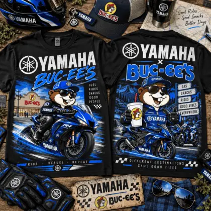 Buc-ee's Yamaha Blue Motorcycle Adventure 3D Shirt for Road Trip Fans NTH1
