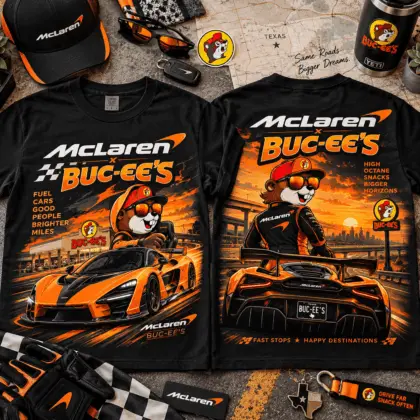 Buc-ee's McLaren Orange Supercar Road Trip 3D Shirt for Racing Fans NTH1