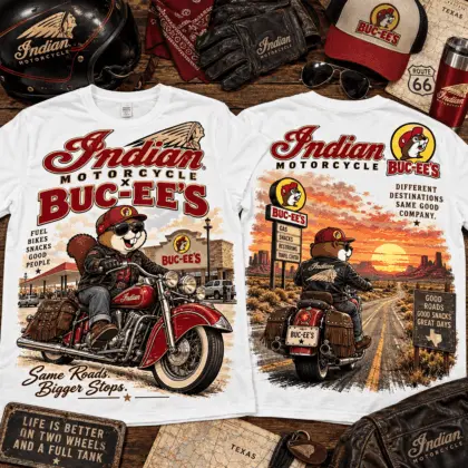 Buc-ee's Indian Motorcycle Road Trip 3D Shirt for Biker Fans NTH1