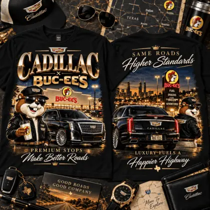 Buc-ee's Cadillac Luxury Night Drive 3D Shirt for Road Trip Fans NTH1