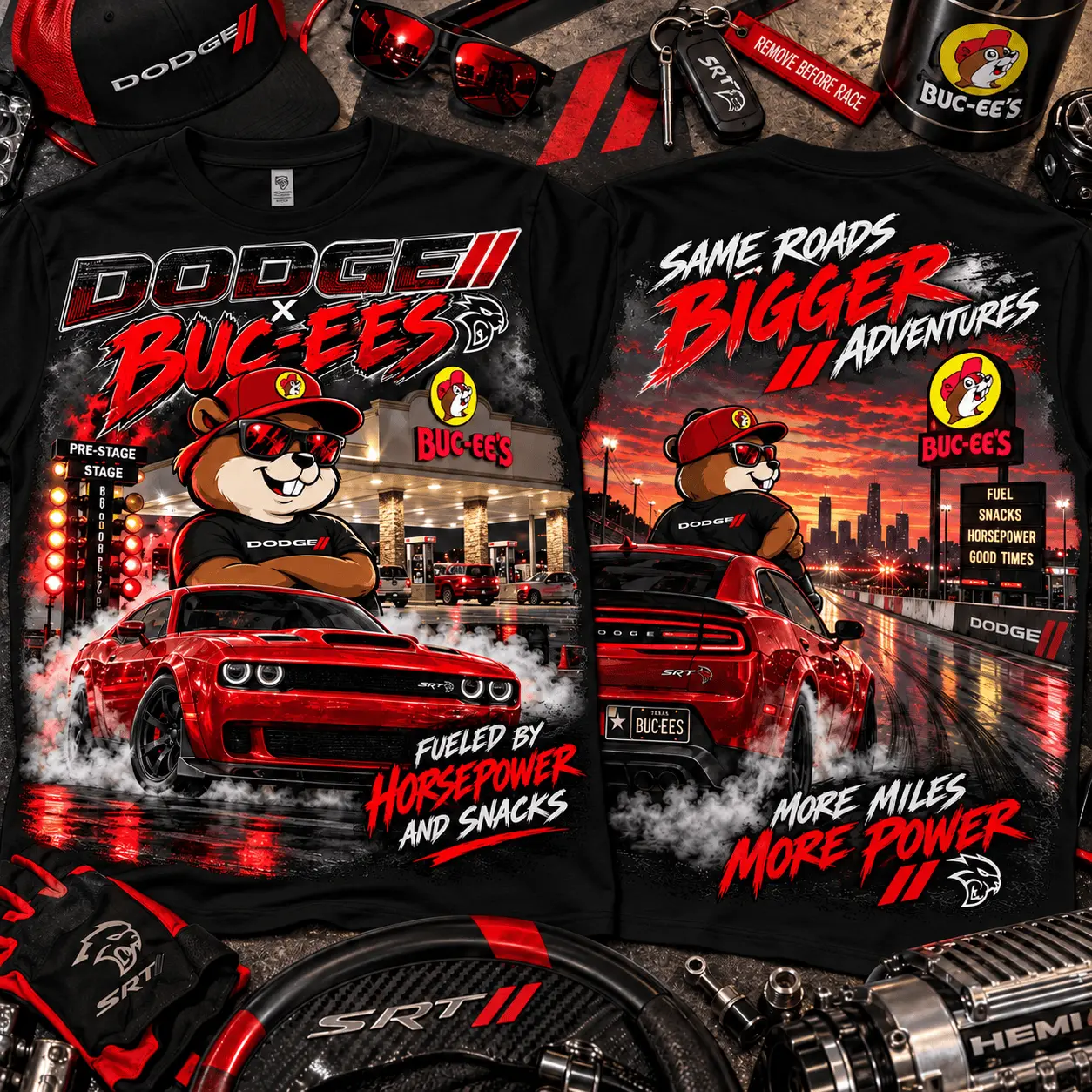 Buc-ee's Dodge Muscle Car Adventure 3D Shirt for Road Trip Fans NTH1 - Image 2