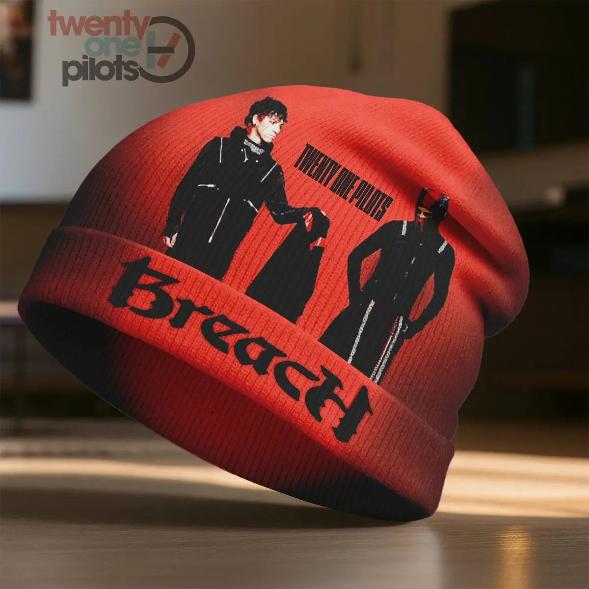Twenty One Pilots Patchwork Logo Colorblock Beanie Hat for Fans Who Bring the Energy NY - Image 2