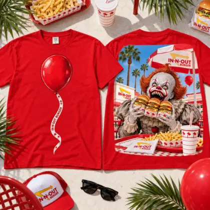 In-N-Out Burger Pennywise 3D Shirt For Horror Movie Lovers NNK