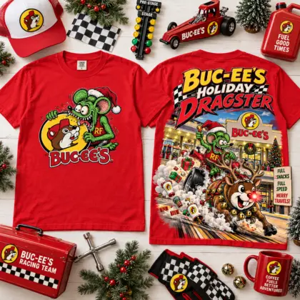 Buc-ee's Rat Fink Christmas Holiday Reindeer Dragster 3D Shirt For Rat Fink Lovers NNK
