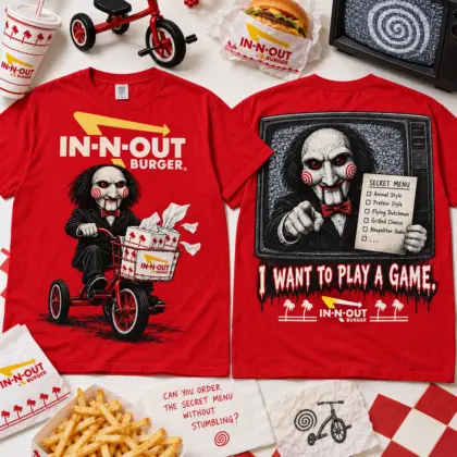 In-N-Out Burger Jigsaw Billy The Puppet 3D Shirt For Saw Lovers NNK