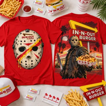 In-N-Out Burger Jason Voorhees 3D Shirt For Horror Movie Lovers NNK