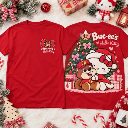 Buc-ee's x Hello Kitty Christmas Hug 3D Shirt For Cartoon Lovers NNK