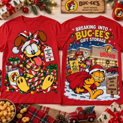 Buc-ee's x Garfield & Odie Christmas Gift Adventure 3D Shirt For Cartoon Lovers NNK