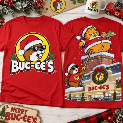 Buc-ee's x Garfield Funny Christmas Chimney 3D Shirt For Garfield Lovers NNK
