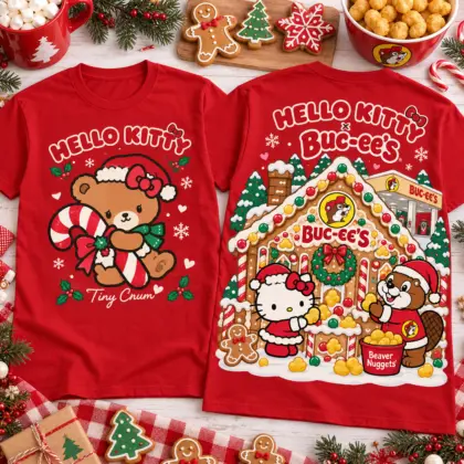 Buc-ee's x Hello Kitty Sweet Gingerbread Christmas 3D Shirt For Hello Kitty Lovers NNK