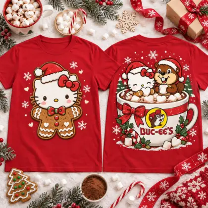 Buc-ee's x Hello Kitty Christmas Hot Cocoa 3D Shirt For Hello Kitty Lovers NNK