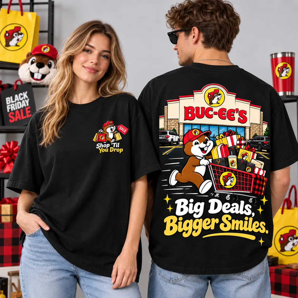 Buc-ee's Black Friday Big Deals Bigger Smiles T-Shirt For Holiday Shoppers And Bargain Hunters NDN - Image 2