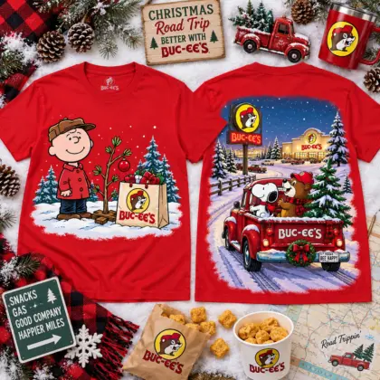 Buc-ee's Snoopy Christmas Vintage Pickup Truck Road Trip 3D Shirt For Snoopy Lovers NNK