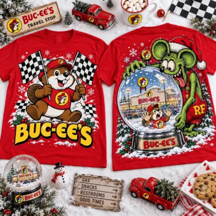 Buc-ee's Rat Fink Christmas Snow Globe Nightmare 3D Shirt For Rat Fink Lovers NNK