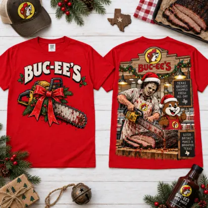 Buc-ee's Leatherface Christmas Texas BBQ Chainsaw 3D Shirt For Horror Lovers NNK