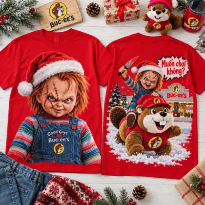 Buc-ee's Chucky Christmas Good Guys Beaver Ride 3D Shirt For Horror Lovers NNK