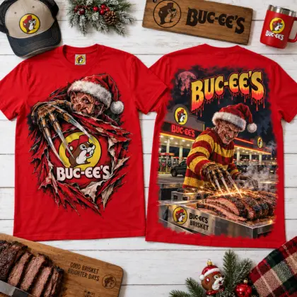 Buc-ee's Freddy Krueger Christmas Brisket Nightmare 3D Shirt For Horror Lovers NNK
