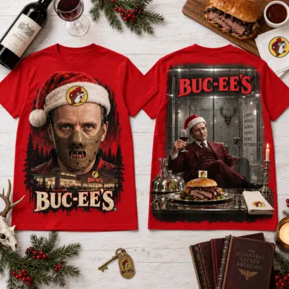 Buc-ee's Hannibal Lecter Christmas Brisket Dinner 3D Shirt For Horror Lovers NNK
