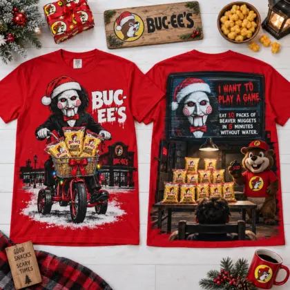 Buc-ee's Jigsaw Billy Christmas Beaver Nuggets Challenge 3D Shirt For Horror Lovers NNK