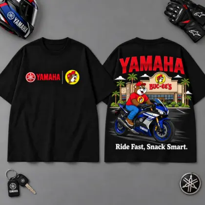 Buc-ee's Yamaha Ride Fast Snack Smart 3D T-Shirt For Motorcycle Fans NDN Black