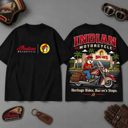 Buc-ee's Indian Motorcycle Heritage Ride 3D T-Shirt For Classic Road Trip Fans NDN Black