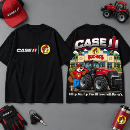 Buc-ee's CASE IH Construction Collage 3D T-Shirt For Heavy Equipment Road Trip Collectors NDN Black