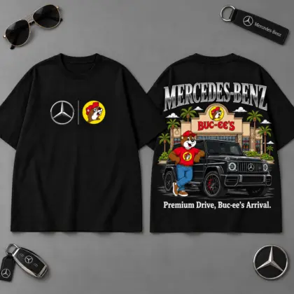 Buc-ee's Mercedes-Benz Precision Drive Road Trip 3D T-Shirt For Luxury Car Fans NDN Black